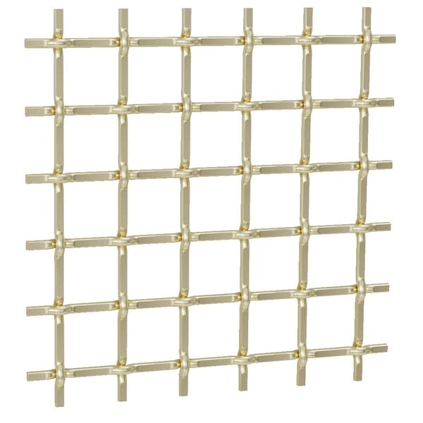 Designs Of Distinction .5in Round Single Square Decorative Grille - Satin Brass, 24in W x 72in L Sheet 01SQ2472214FSB1 - main
